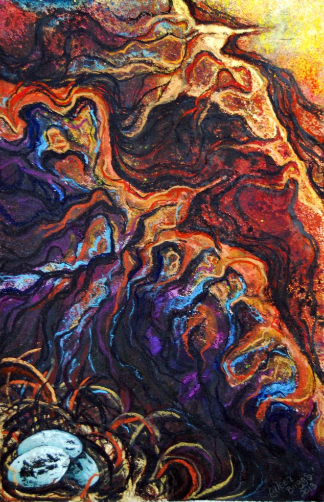 Safe Passage; 2013; 11" x 17"; mixed media: ink, watercolor, pastel.