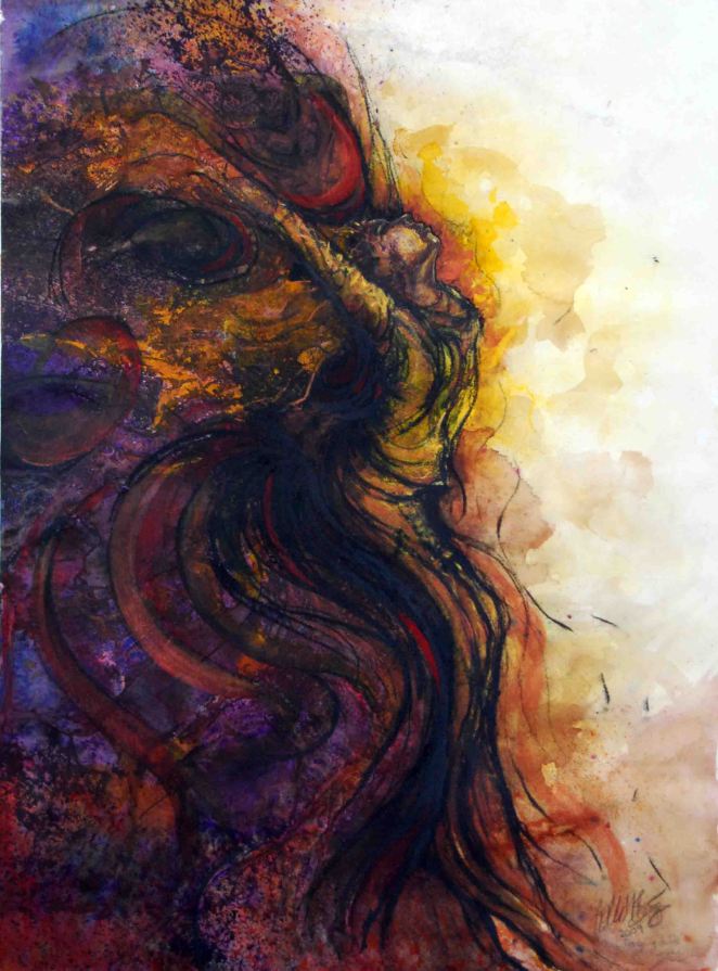 Longing to Be Free, 2009, 15" x 20", mixed media: watercolor, ink, and pastel (original sold)