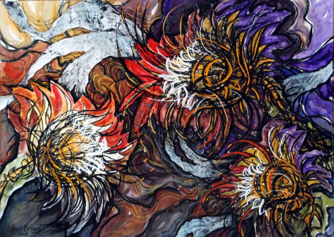 Loving You Still; 2013; 20.5" x 28.5"; mixed media: collage using ink, pencil, pastel, charcoal and watercolor.