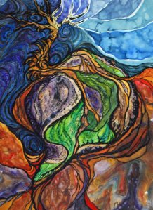 Initial washes of color applied.