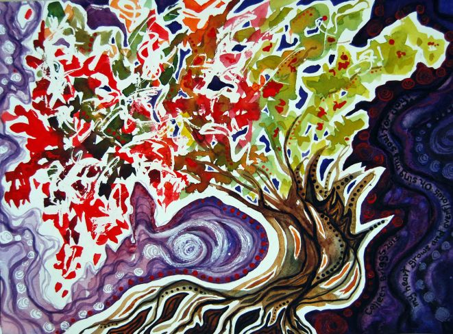 Gratitude; 2013; 15" x 11"; mixed media: watercolor, acrylic, pastel.