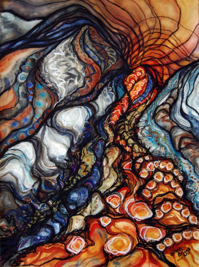 Long Road Home: 2014; 22" x 30"; mixed media: watercolor and pastel. 