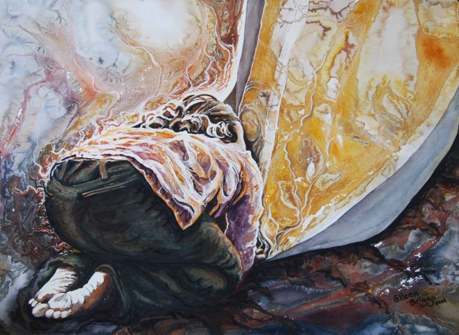 Just to Touch the Hem; 2014; 29" x 21"; mixed media: watercolor and pastel.