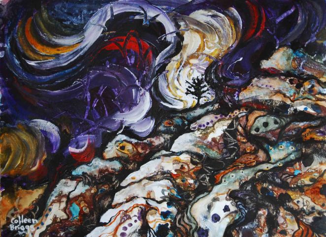 Battered Little Tree (study); 2015; 11" x 15"; watercolor & acrylic.